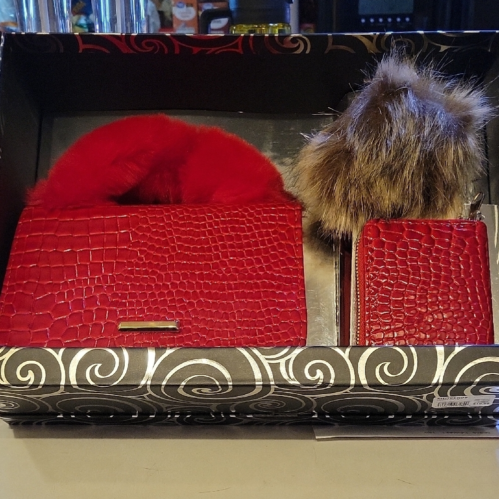 Red Crocodile Pattern Mini Bag Set